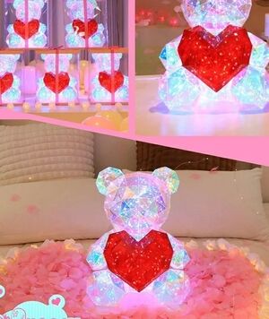 Valentine's Day Gift Crystal Bear Light Up with Red Heart